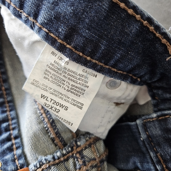 Wrangler Women's 32x32 Dark Wash Denim Blue Jeans Bootcut Tan Stitching Western - Picture 9 of 9